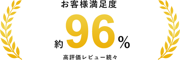 お客様満足度約96%高評価レビュー続々